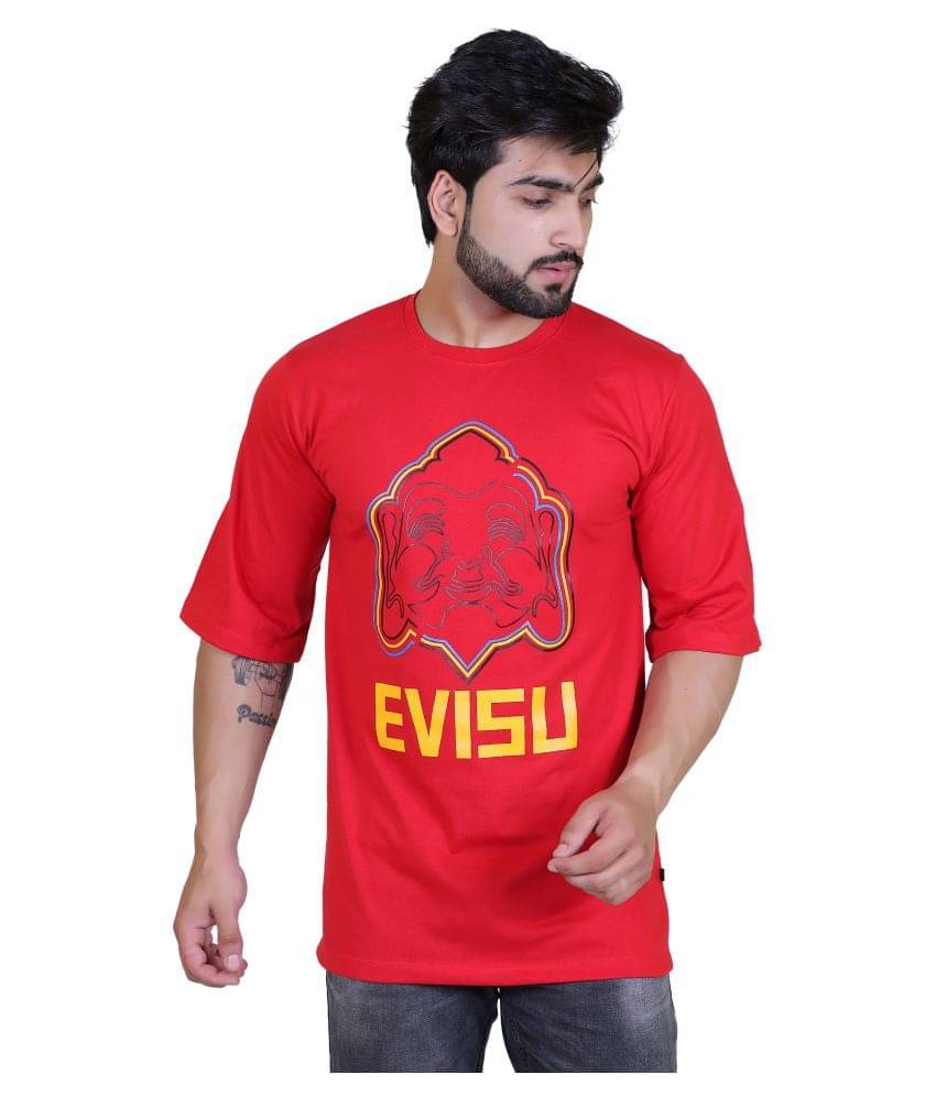     			The Emperor Cotton Blend Red Printed T-Shirt