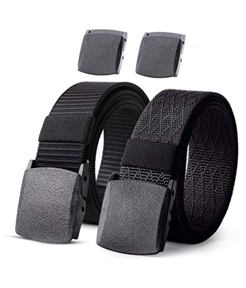 Edifier - Black Nylon Men's Casual Belt ( Pack of 2 )