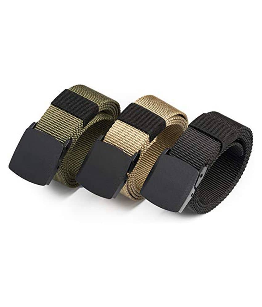 Edifier - Multicolor Nylon Men's Casual Belt ( Pack of 3 )