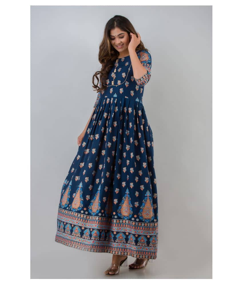 Lee Moda - Blue Rayon Women's Anarkali Kurti ( Pack of 1 ) - Kurtis, Tunics | Buy online on ZillyBuy
