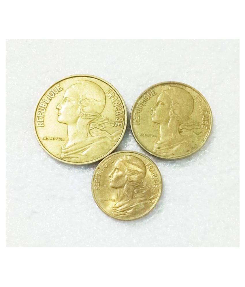     			RARE COMBINATION OF SAME COUNTRY FRANCE 3 DIFFERENT DENOMINATION,,20 CENTS,,10 CENTS,,5 CENTS COIN IN GOOD CONDITION