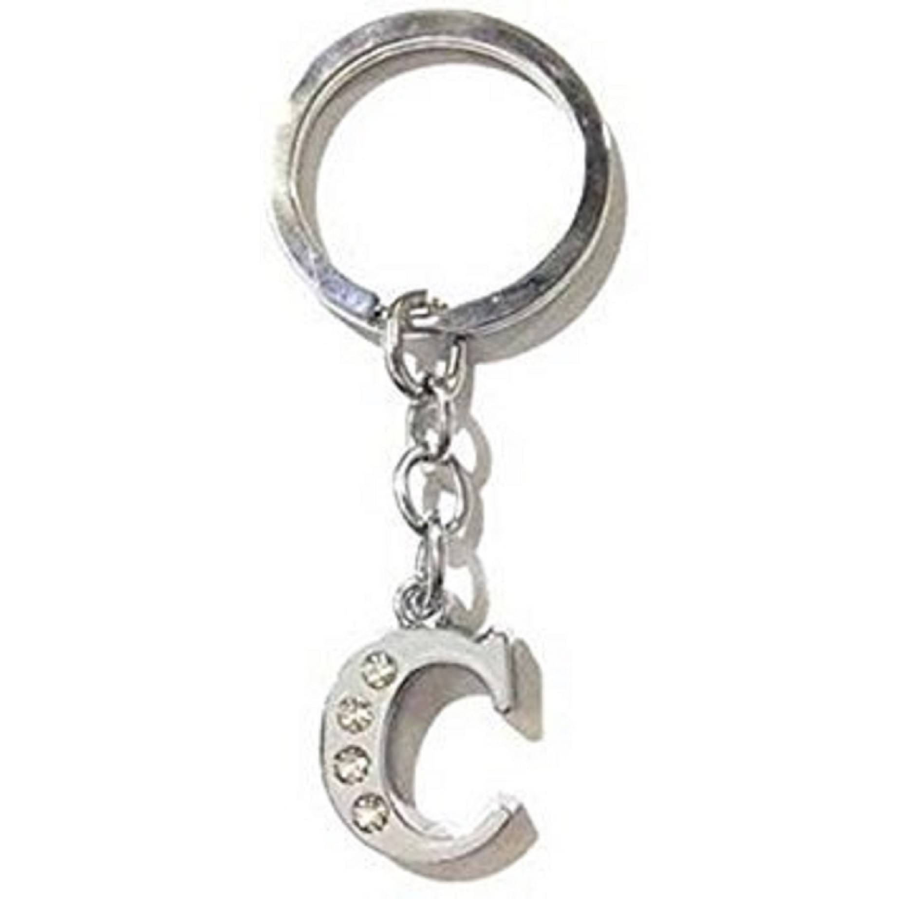     			Americ Style Alphabet C Chrome Metal Finish Keyring Key Chain  (Silver)
