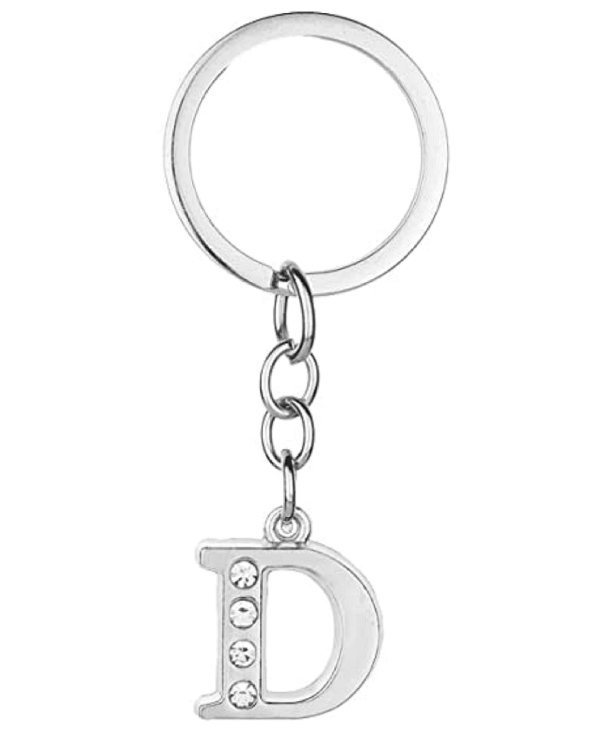     			Americ Style Alphabet D Chrome Metal Finish Keyring Key Chain  (Silver)
