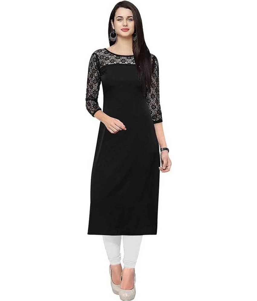 Dream Beauty Fashion - Black Crepe Women's Straight Kurti ( Pack of 1 ) - Kurtis, Tunics | Buy online on ZillyBuy