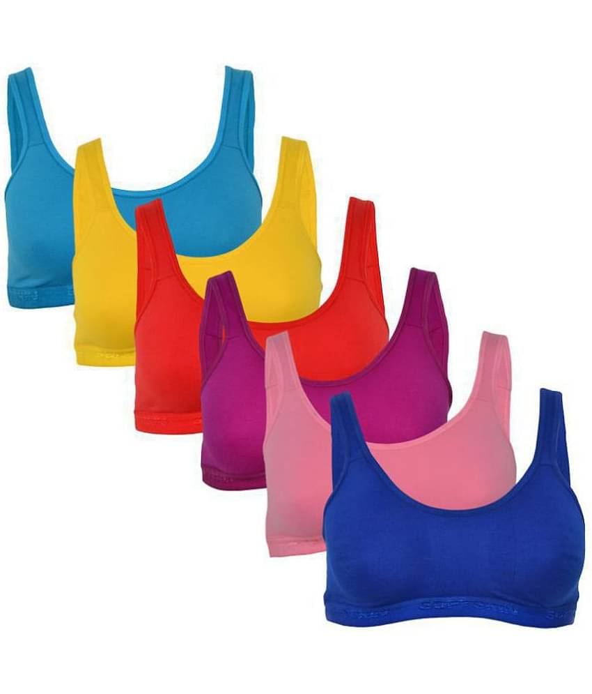 Softskin Pack of 6 Poly Cotton Non Padded Women's Racerback bra ( Multi Color )