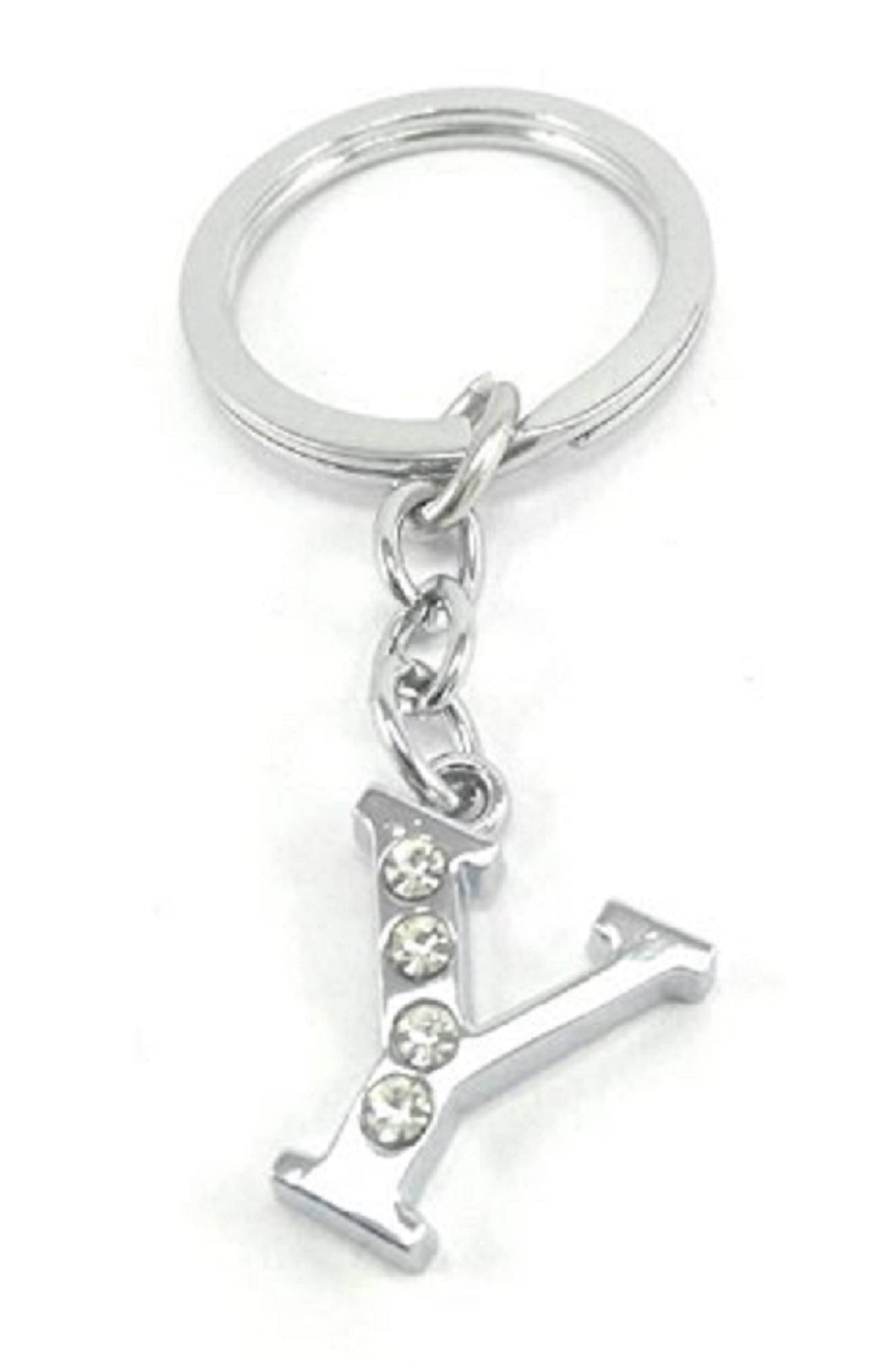     			Americ Style Alphabet Y Chrome Metal Finish Keyring Key Chain  (Silver)