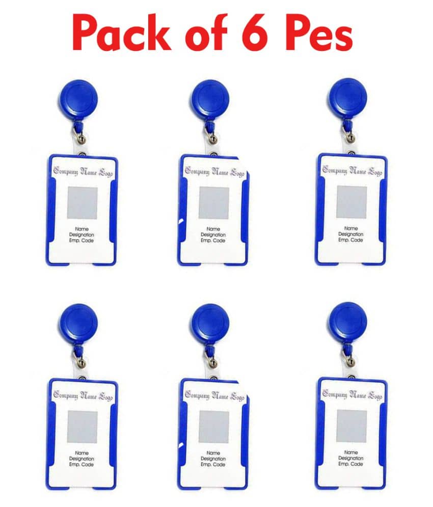 Dey's Plastic 6 ID Badge Holder ( Blue /Pack of 6 )