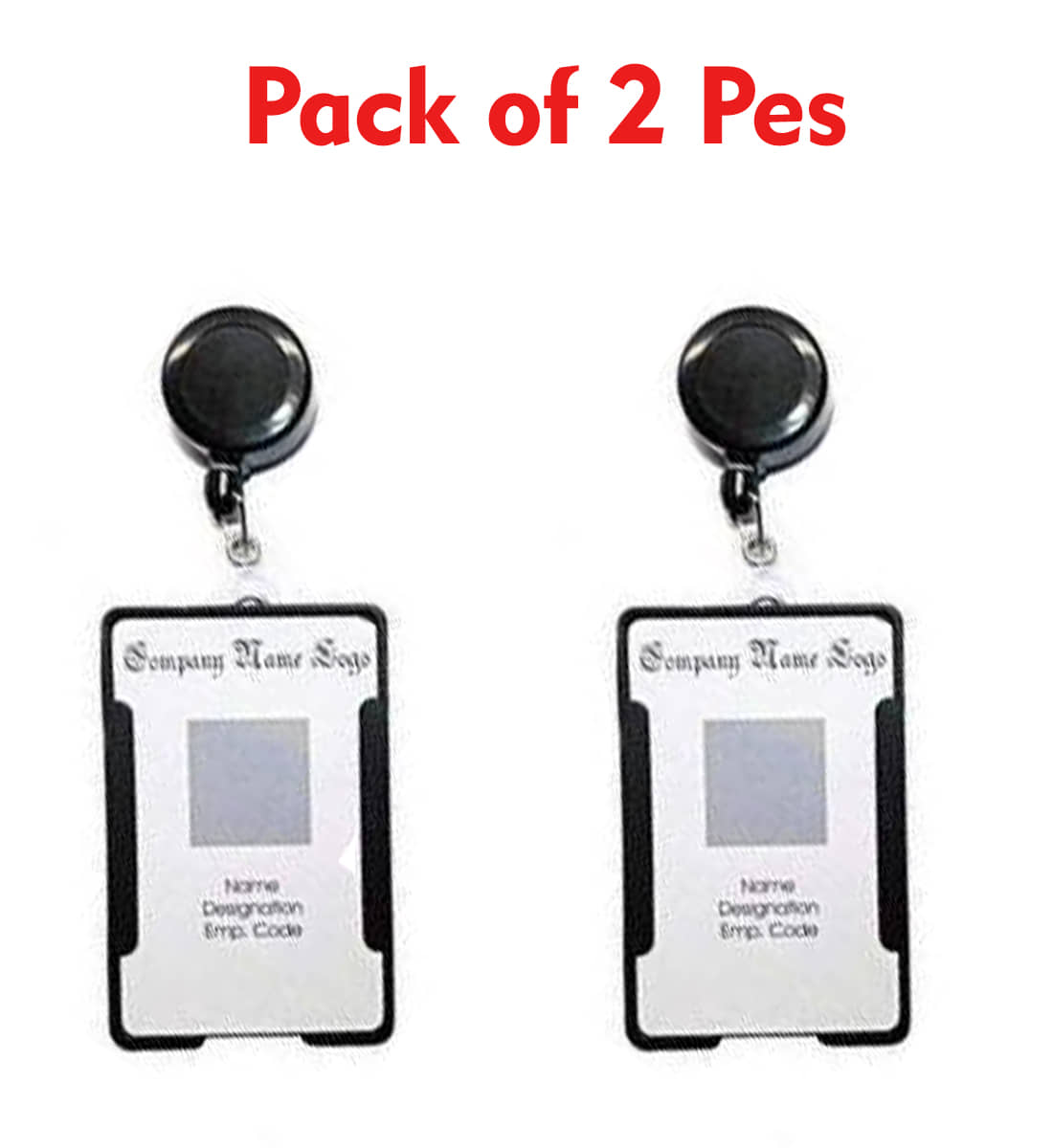 Dey's Plastic 2 ID Badge Holder  ( Black / pack of 2 )