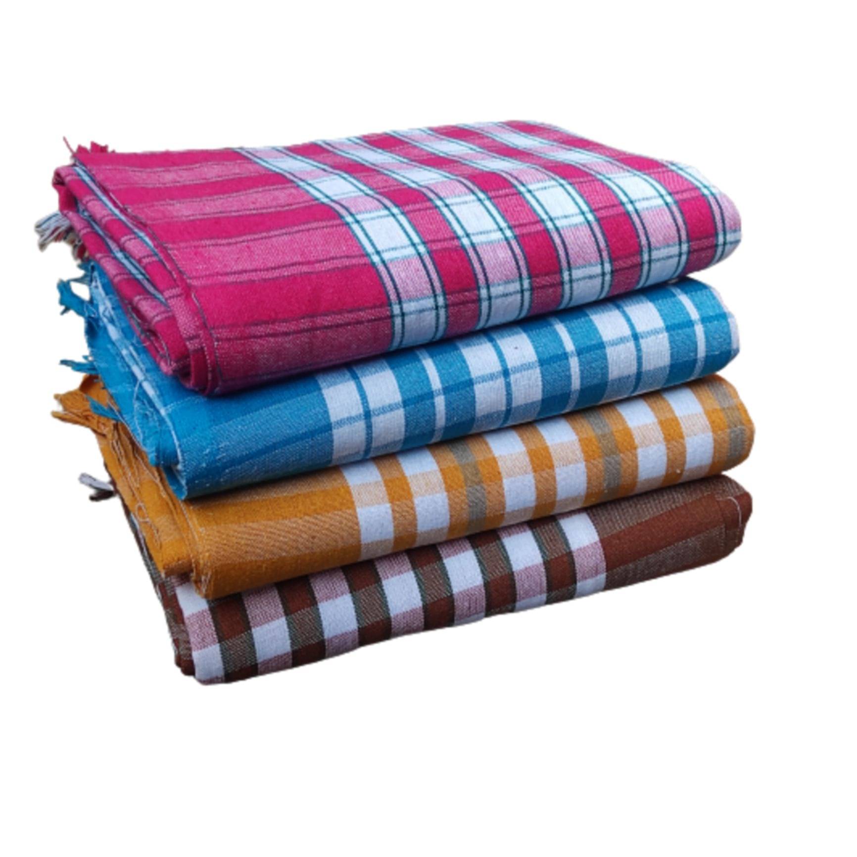 KAKUMANU - Multicolor Cotton Checks Bath Towel (Pack of 4) KAKUMANU - Multicolor Cotton Checks Bath Towel (Pack of 4)