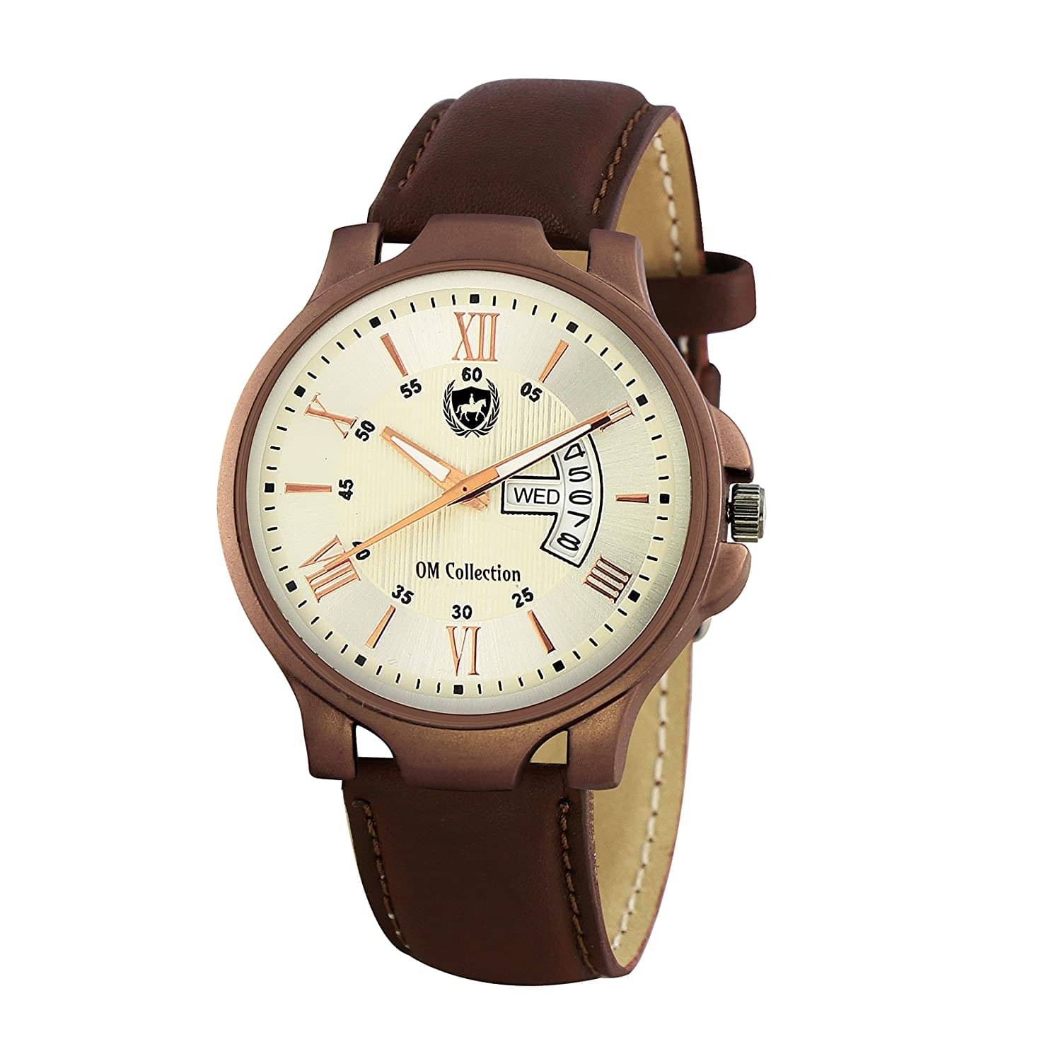    			Om Collection - Brown Leather Analog Men's Watch