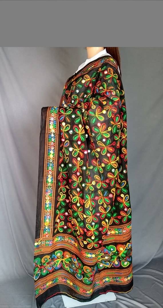 Raj Black Cotton Phulkari Dupatta Raj Black Cotton Phulkari Dupatta