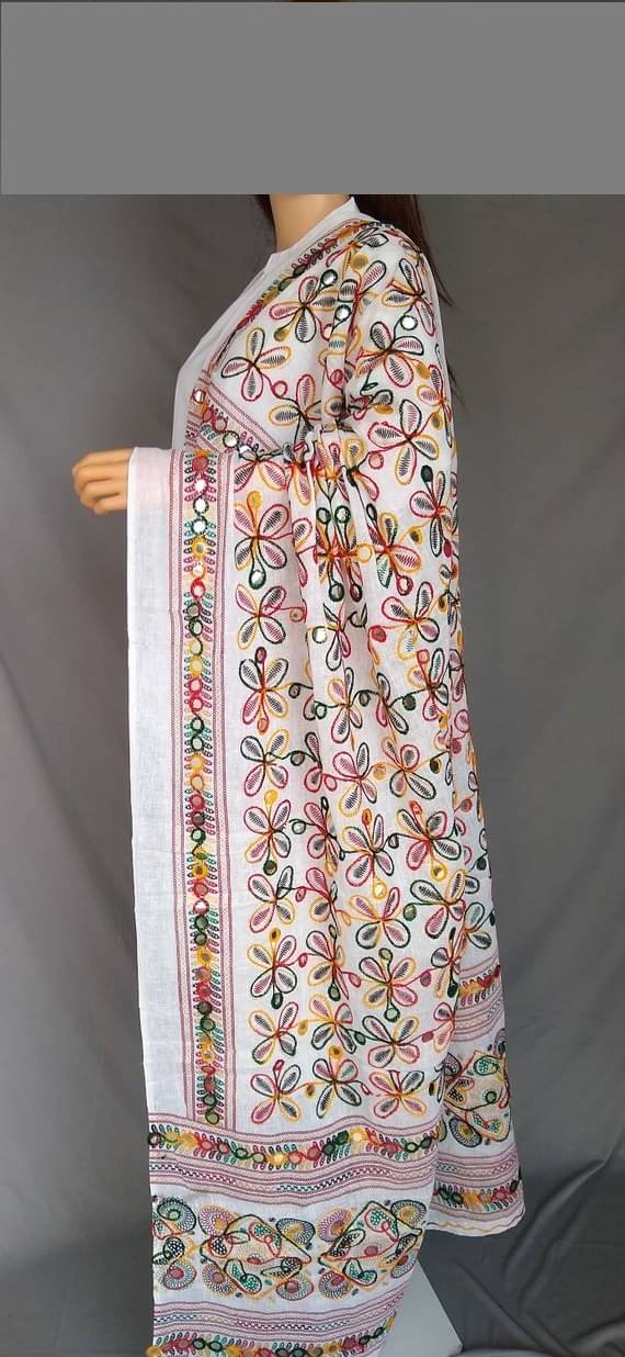 Raj White Cotton Dupatta     			Raj White Cotton Dupatta