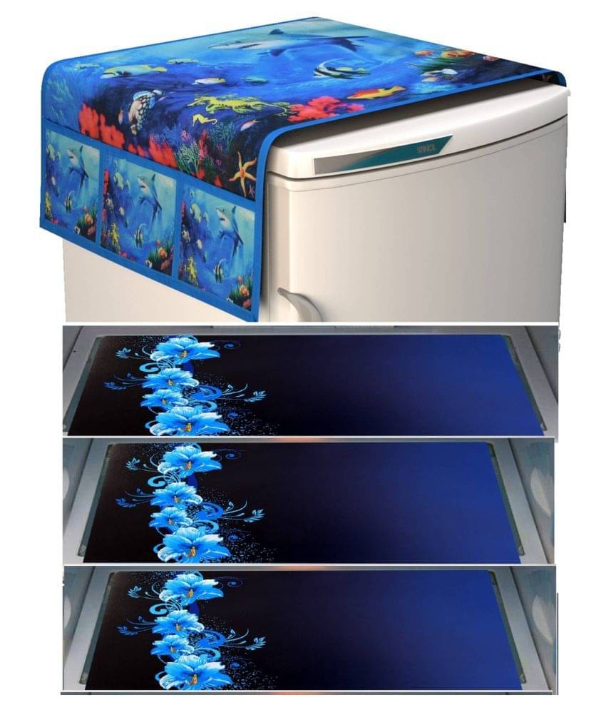 Shaphio Single Polyester Blue Fridge Top Cover Shaphio Single Polyester Blue Fridge Top Cover
