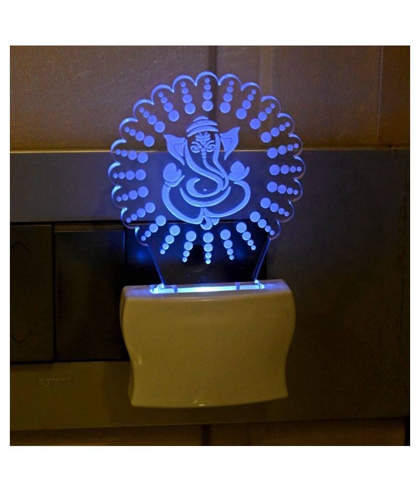 AFAST Ganesh Ji Center In Design Multi Color LED Night Lamp White - Pack of 1 AFAST Ganesh Ji Center In Design Multi Color LED Night Lamp White - Pack of 1