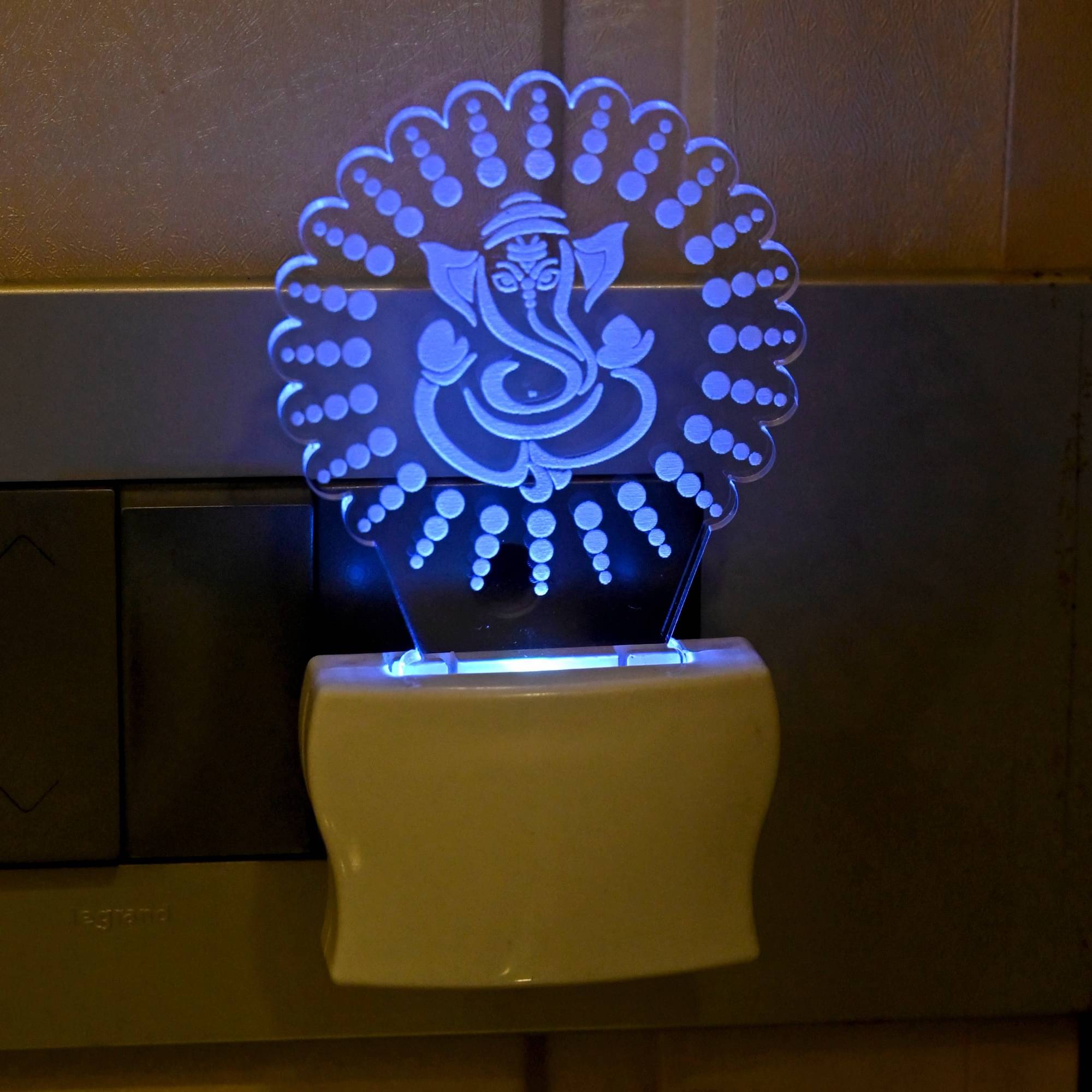     			AFAST Ganesh Ji Center In Design Multi Color LED Night Lamp White - Pack of 1