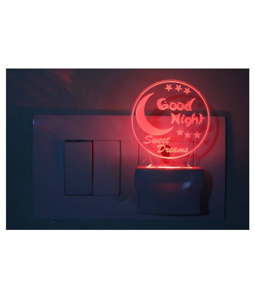 AFAST Good Night Symbol 3D Illusion LED Night Lamp White - Pack of 1 AFAST Good Night Symbol 3D Illusion LED Night Lamp White - Pack of 1