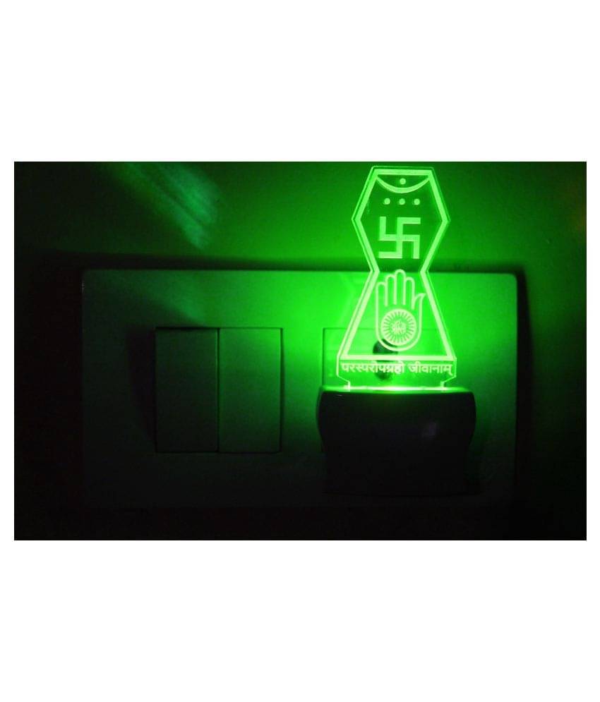     			AFAST Jainism Holy Symbol 3D Illusion LED Night Lamp White - Pack of 1