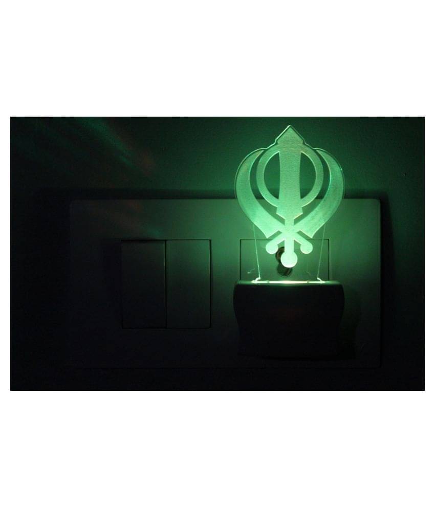     			AFAST Sikhism Symbol Khanda 3D Illusion LED Night Lamp White - Pack of 1