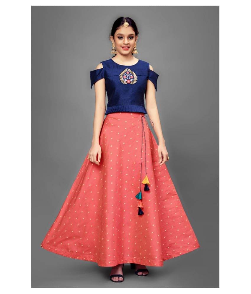     			MIRROW TRADE Jacquard Lehenga Choli Sets For Girls ( , Blue )
