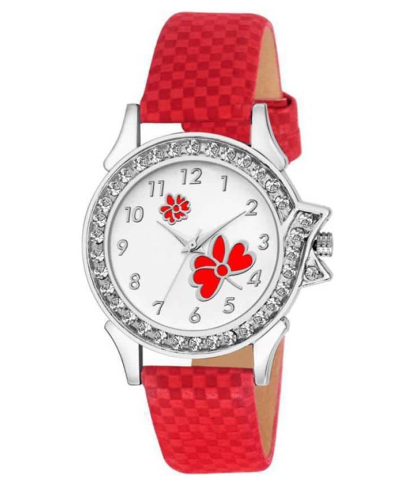 newmen - Red Leather Analog Womens Watch