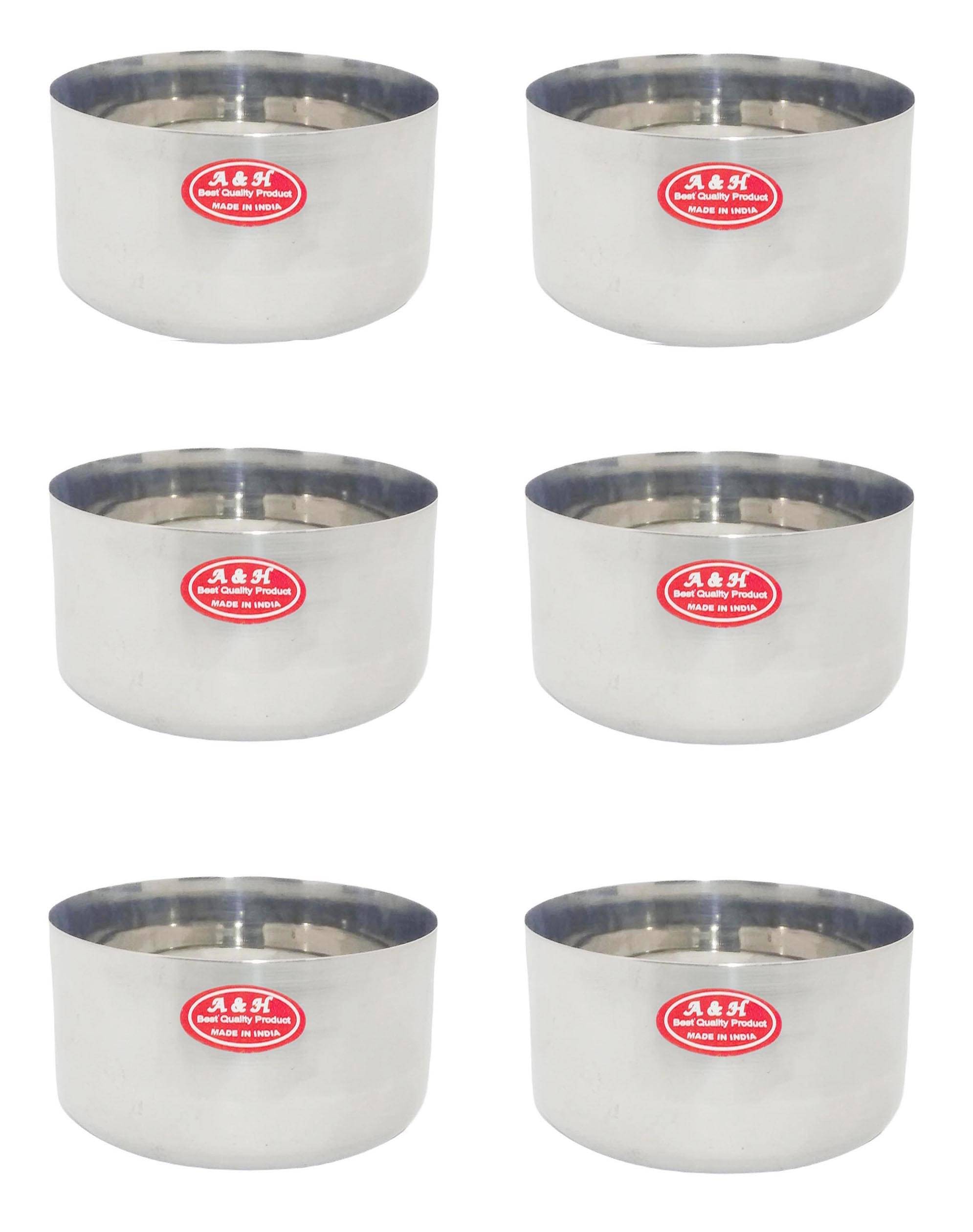 A & H ENTERPRISES 6 Pcs Stainless Steel Cereal Bowl 180 mL A & H ENTERPRISES 6 Pcs Stainless Steel Cereal Bowl 180 mL