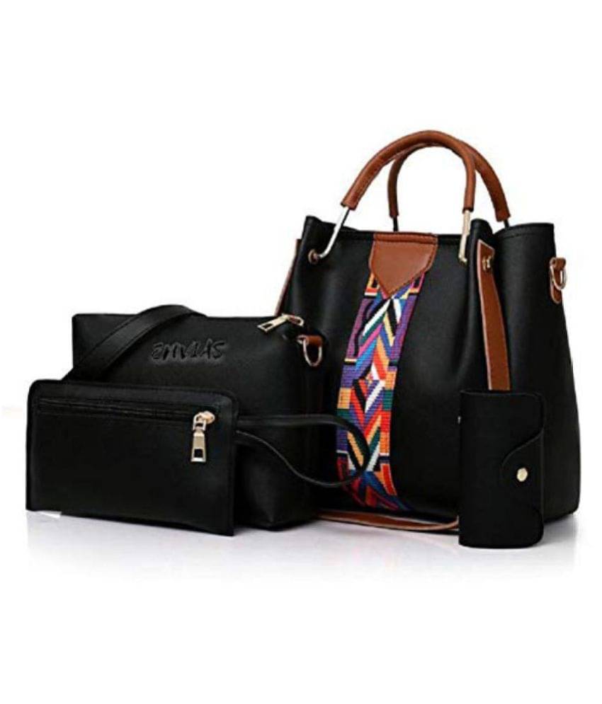     			Fargo Black Faux Leather Handheld