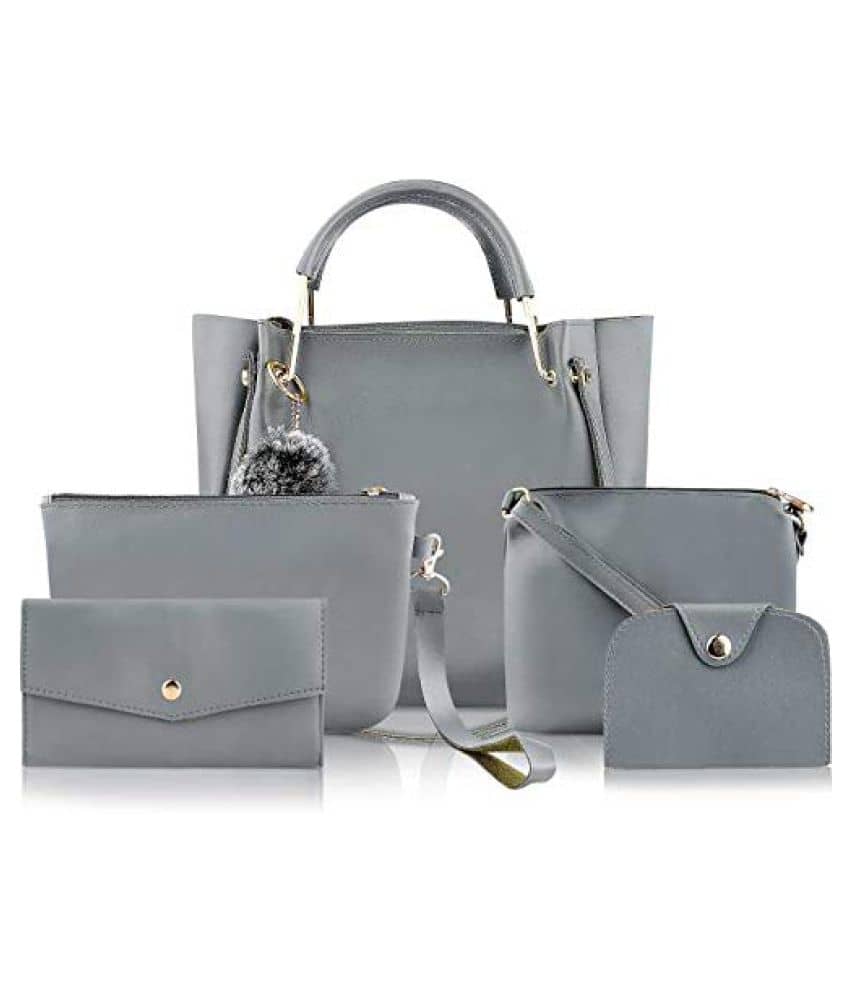 Fargo Gray Faux Leather Handheld - Handbags | Buy online on ZillyBuy