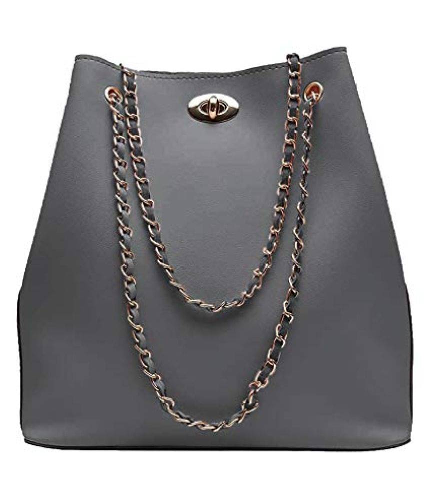     			Fargo Gray Faux Leather Shoulder Bag