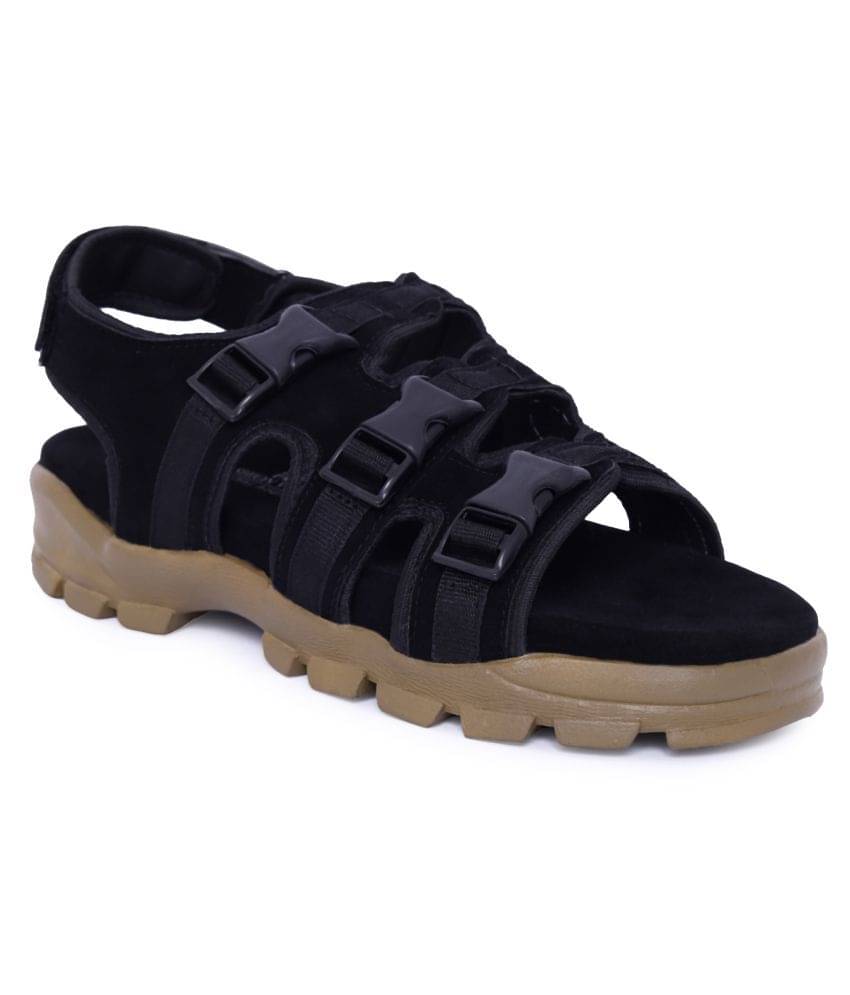     			Fashion Victim Black Suede Floater Sandals
