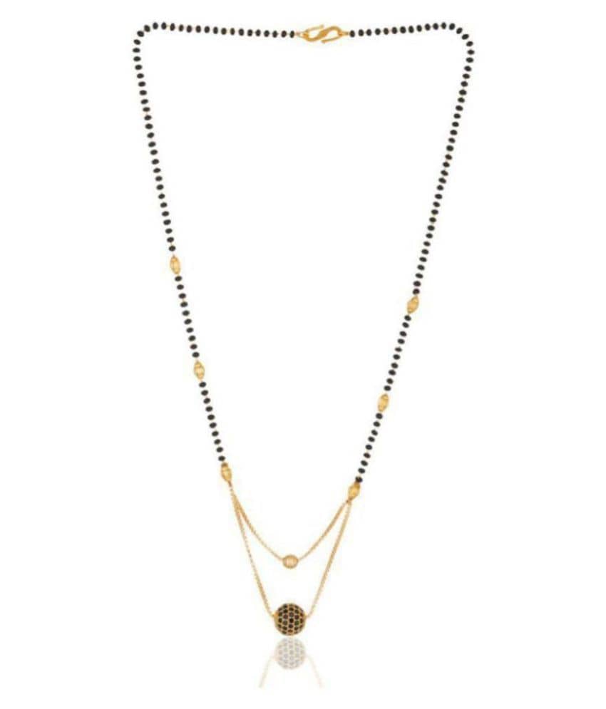 KRIMO gold plated black bead short mangalsutra for women  -10029