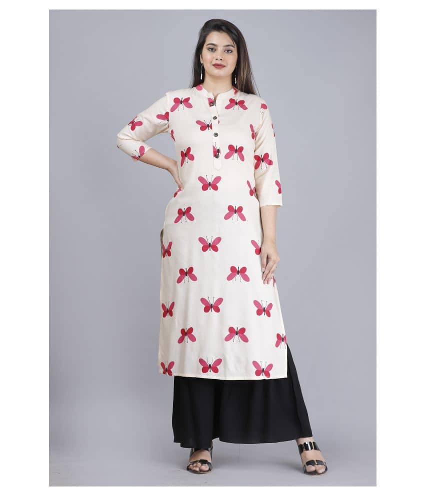 MAUKA - Beige Straight Rayon Women's Stitched Salwar Suit ( Pack of 1 )