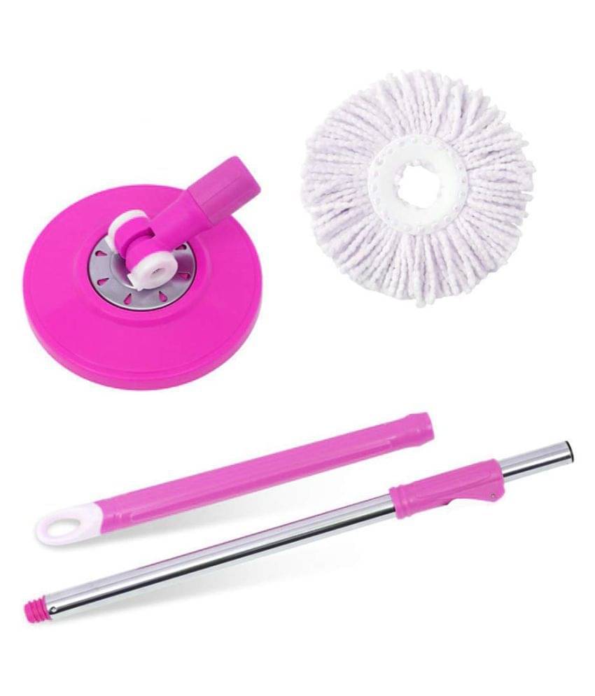     			SHOPEXNOW Stainless Steel and Plastic Mop Rod Stick with 360 Degree Rotating Pole with 1 Microfiber Refill (Standard Size, Multicolor)