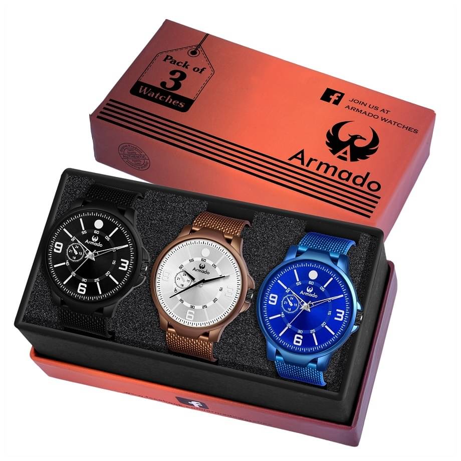     			ARMADO 5706 CLASSIC COMBO OF 3 RUBBER STRAP ANALOGUE WATCHES FOR MEN AND BOYS