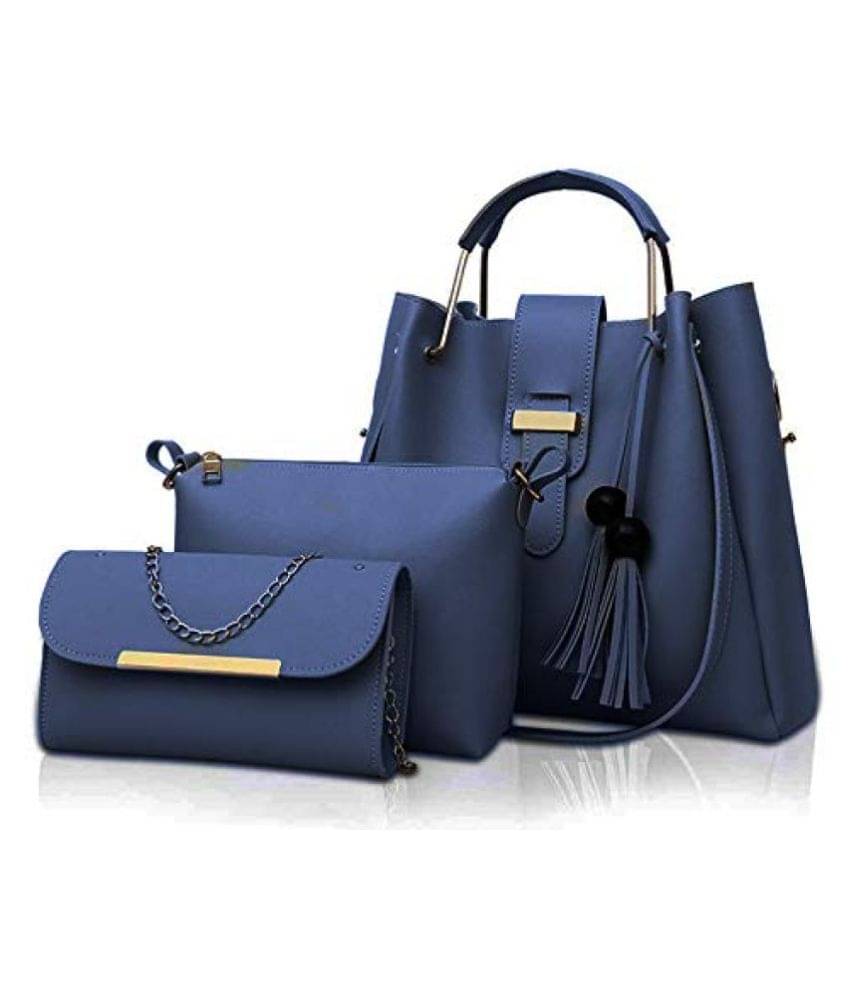     			Fargo Blue Faux Leather Handheld