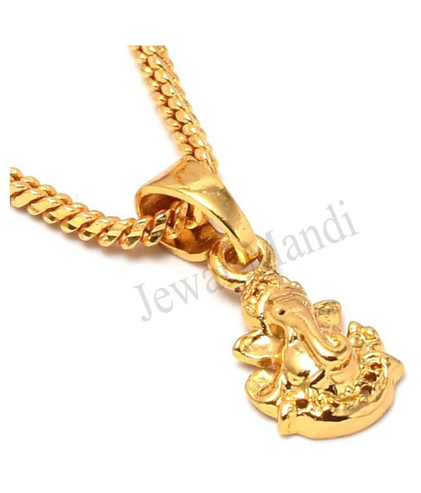     			Jewar Mandi Pendant Ganesh Ji Locket Chain Gold Plated Rich Look Long Size Latest Designer Daily Use Jewelry for Men Women, Boys Girls, Unisex