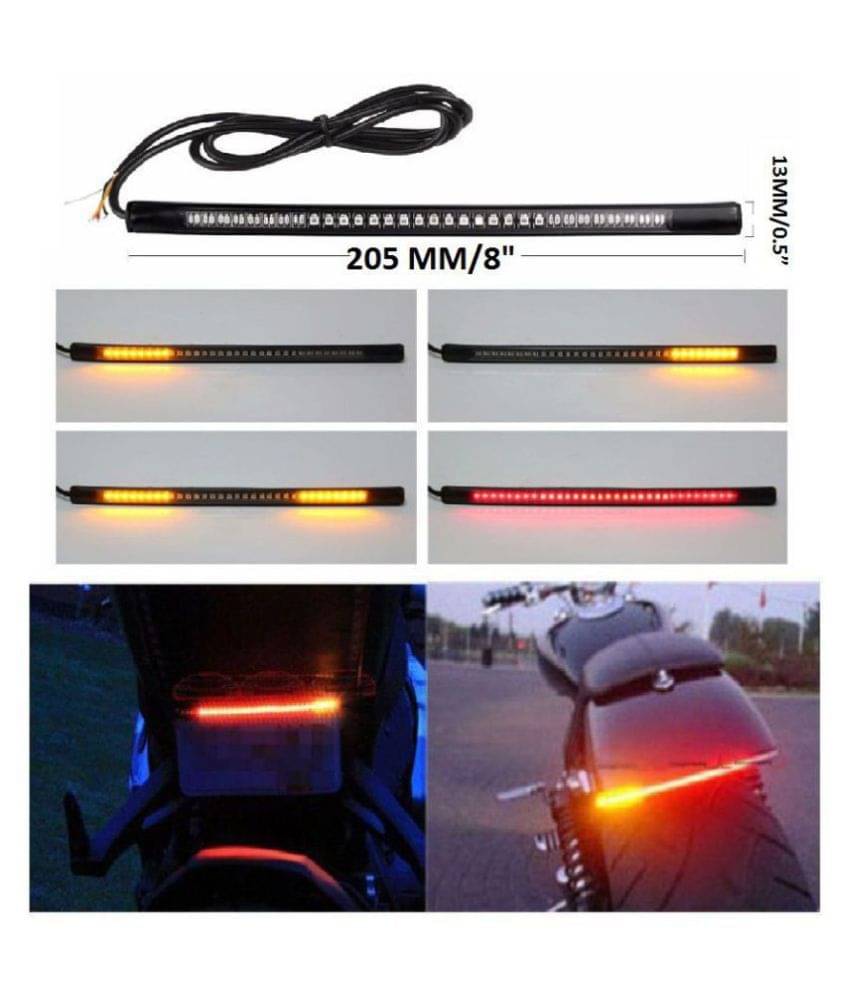     			Om Bike's Parts Universal Flexible Led Strip Brake fog Light With Turn Signal Indicators 8"