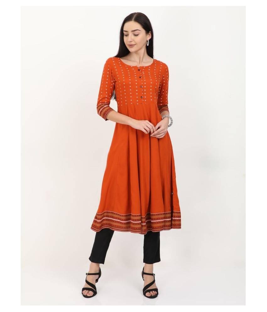 Roar - Rust Rayon Women's Flared Kurti Roar - Rust Rayon Women's Flared Kurti