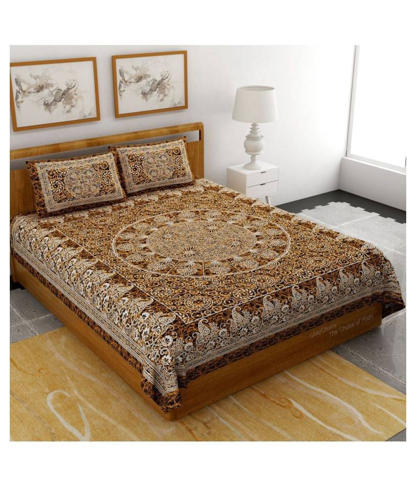     			Uniqchoice Cotton Double Bedsheet with 2 Pillow Covers ( 240 cm x 215 cm )