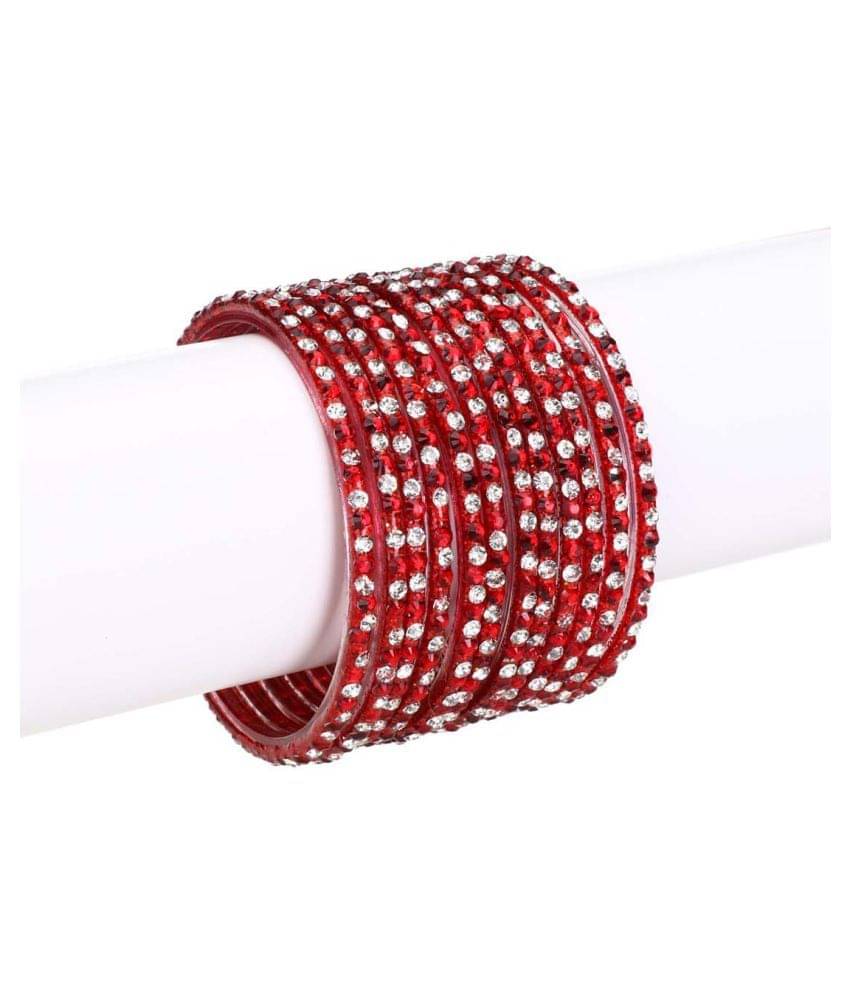 Afast Designer Set Of Bangle/ Kada For Party And Daily Use, Glass, Ornamented-DK28 Afast Designer Set Of Bangle/ Kada For Party And Daily Use, Glass, Ornamented-DK28
