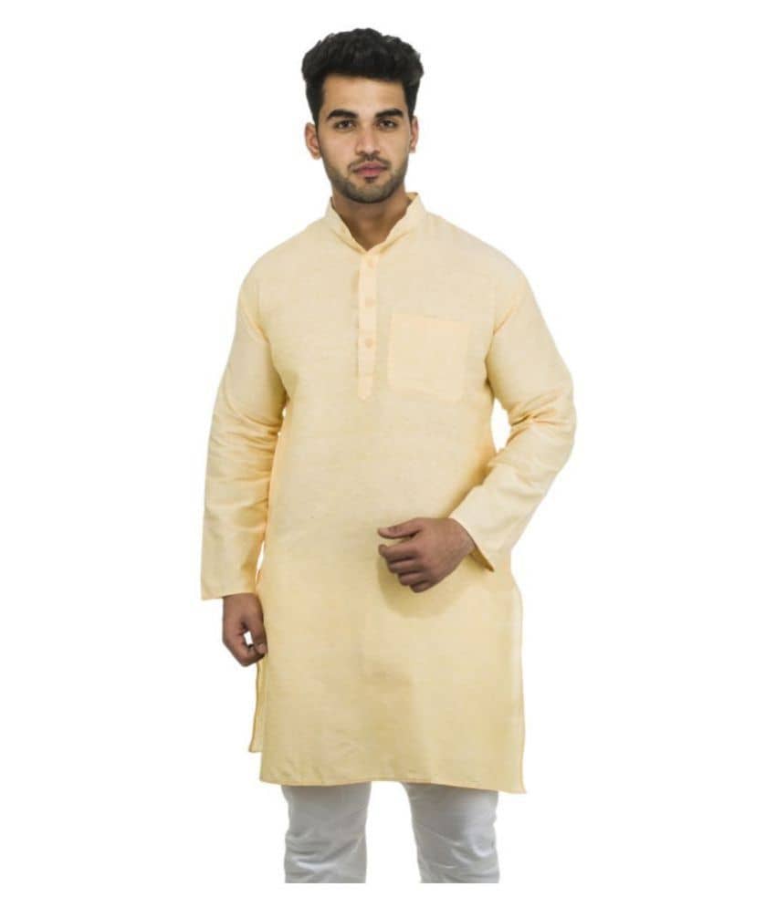 DESHBANDHU DBK Yellow 100 Percent Cotton Kurta Single - Kurtas & Kurta Sets | Buy online on ZillyBuy