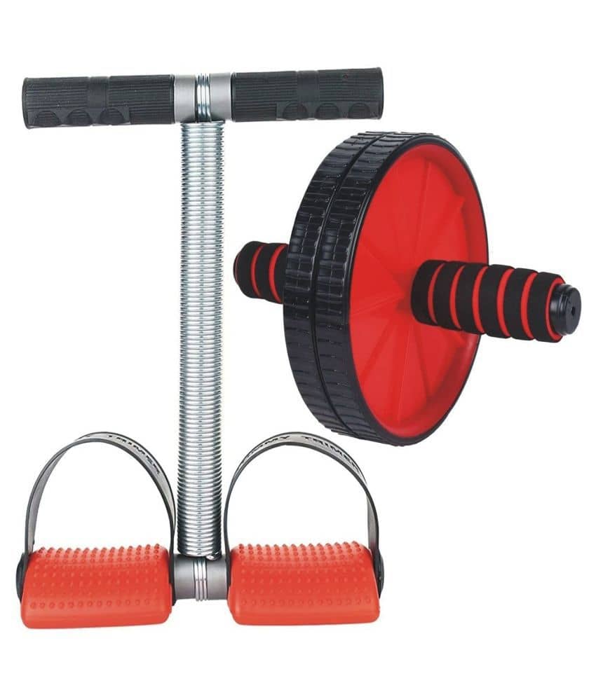 FITNESS INDIA Tummy Trimmer & AB Roller (Combo of 2) Pull Reducer Waist Trimmer Body Toner Abs Exerciser Home Gym Exercise Equipment - Sports and Fitness Equipment | Buy online on ZillyBuy