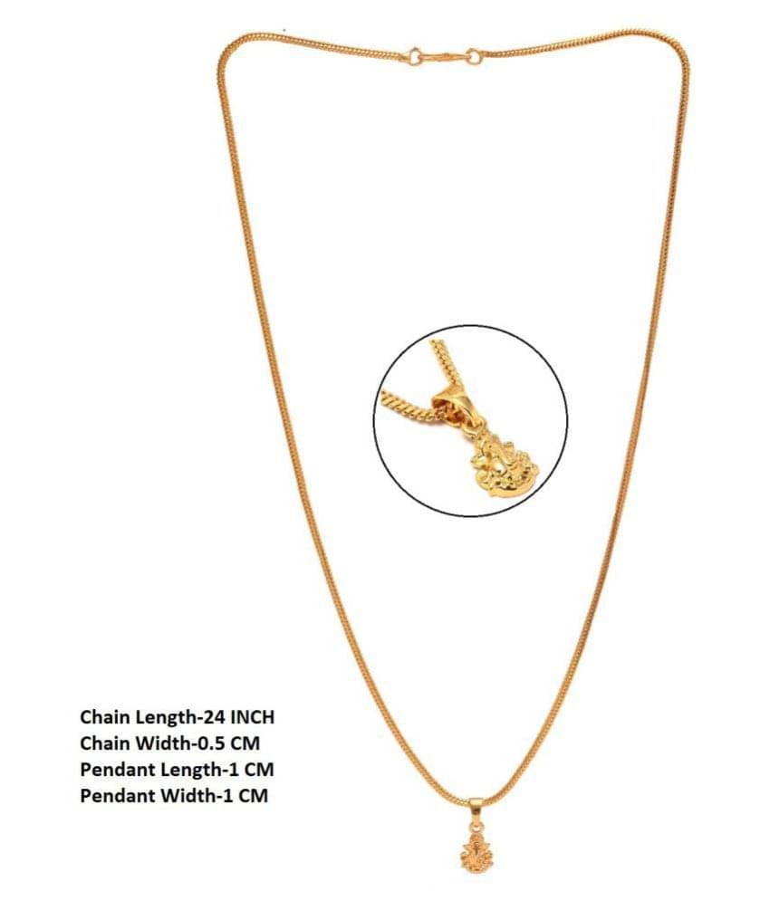 Jewar Mandi Gold Plated Ganesh Pendant with Chain Daily use for Men Womens Girls (Golden) Jewar Mandi Gold Plated Ganesh Pendant with Chain Daily use for Men Womens Girls (Golden)