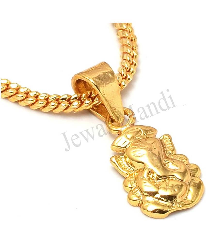 Jewar Mandi Pendant Ganesh Ji Locket Chain Gold Plated Rich Look Long Size Latest Designer Daily Use Jewelry for Men Women, Boys Girls, Unisex - Jewellery Sets | Buy online on ZillyBuy
