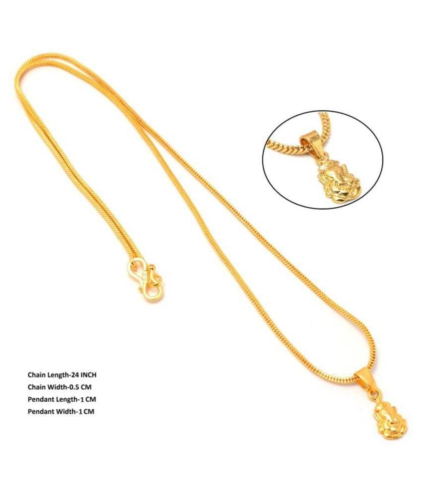     			Jewar Mandi Pendant with Chain Ganesh Ji, Ganpati Maharaj Design Gold Plated Jewelry for Men-Women & Boys-Girls 8523