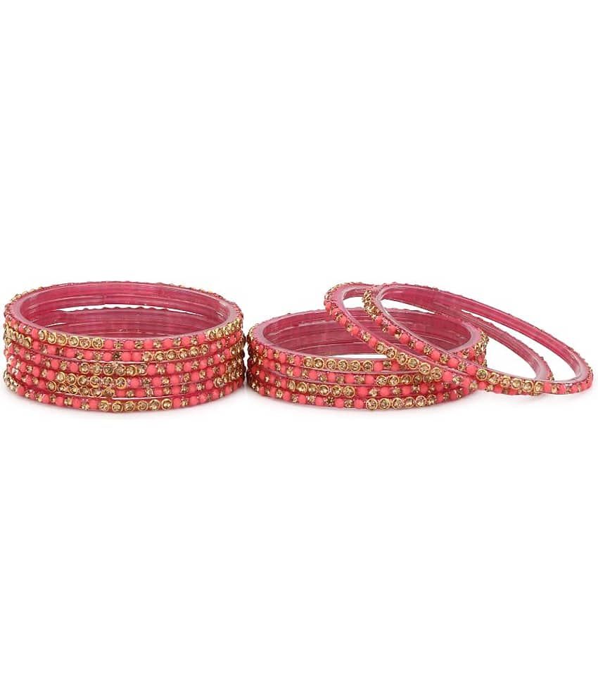 Somil Hand Decorative Traditional/ Fashionable Glass Bangle/ Kada Set Ornamented With Colorful Beads For Stylish Attractive Look (Pack Of 12) Pink_2.8 - Bangles & Bracelets | Buy online on ZillyBuy