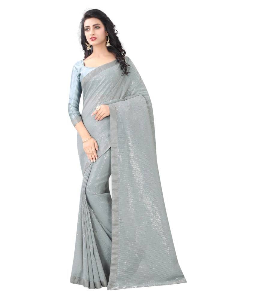 ofline selection Georgette Embroidered Saree With Unstitched Blouse Piece ( Grey ) ofline selection Georgette Embroidered Saree With Unstitched Blouse Piece ( Grey )