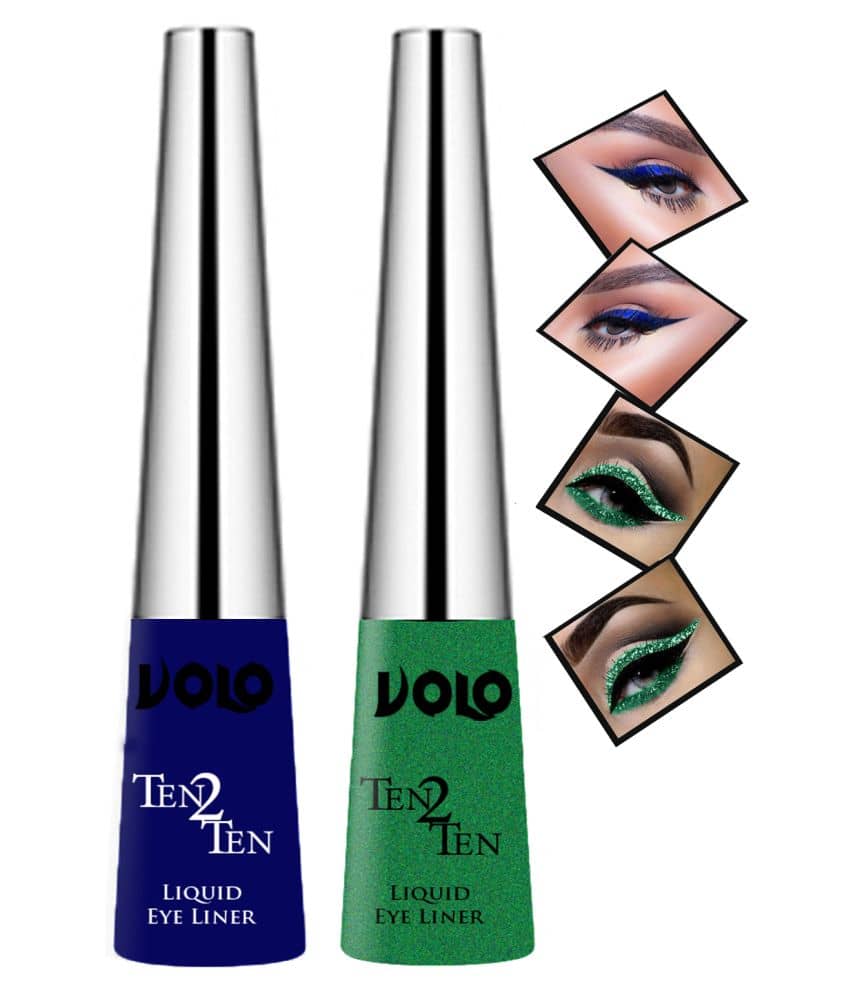 VOLO Waterproof Long Lasting Blue Liquid Eyeliner Green Pack of 2 8 mL - Makeup - Eyes | Buy online on ZillyBuy