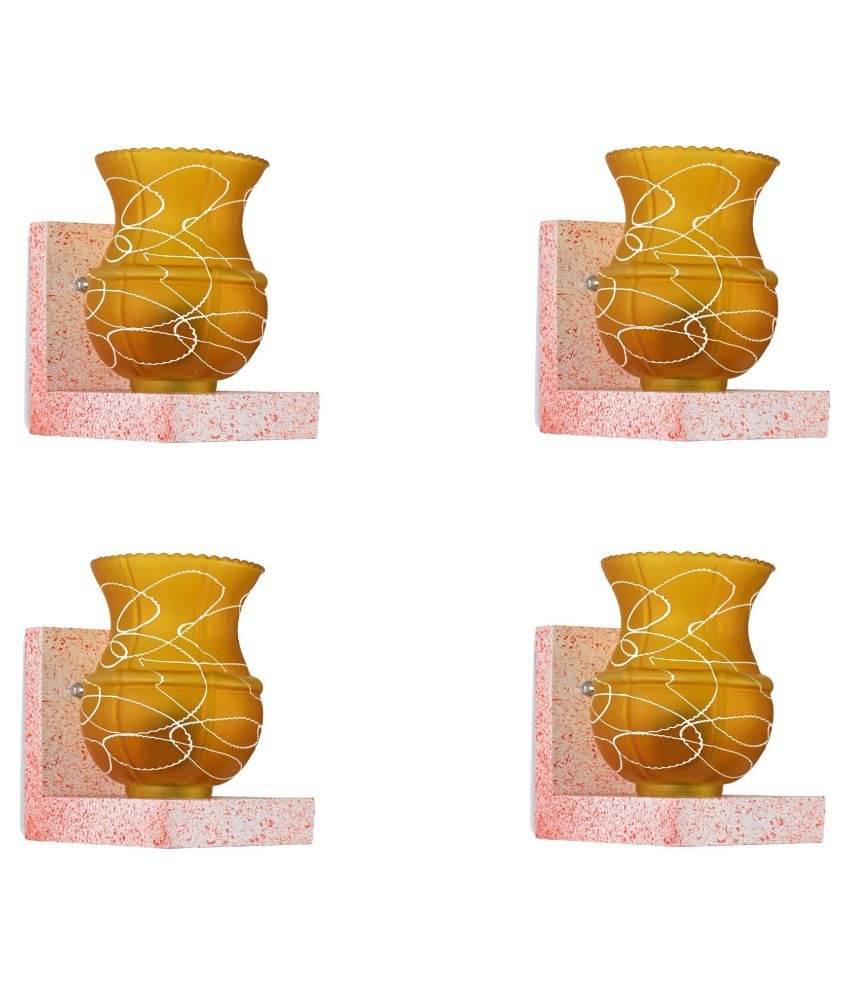     			AFAST Decorative Wall Lamp Light Glass Wall Light Yellow - Pack of 4