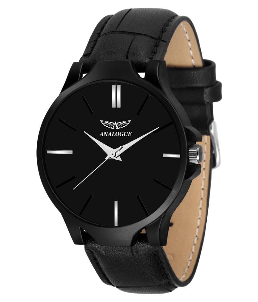     			ANALOGUE - Black Leather Analog Men's Watch