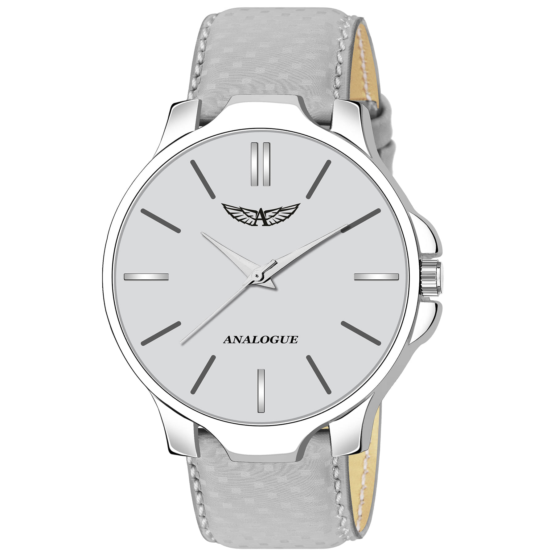     			ANALOGUE - Light Grey Leather Analog Men's Watch